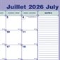 Calendrier sous-main académique mensuel classique (2026-2027) - 16 x 21,25 po 
