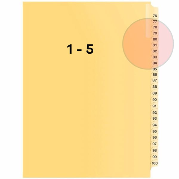 Quest Numerical Litigation Index Dividers 1 to 5