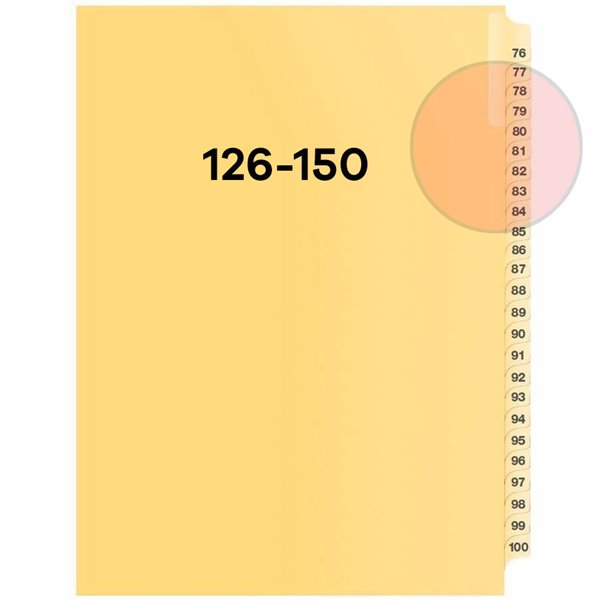 Quest Numerical Litigation Index Dividers 126 to 150