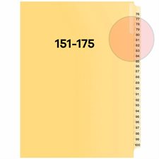 Quest Numerical Litigation Index Dividers 151 to 175