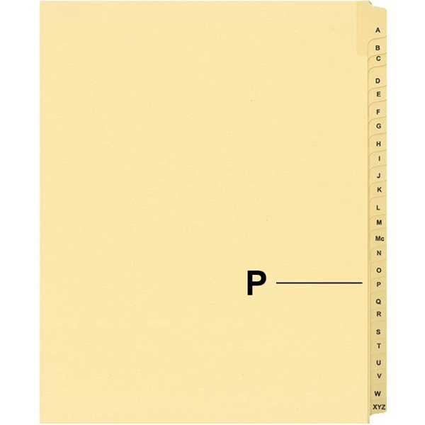 Quest Alphabetical Litigation Index Dividers M to XYZ P