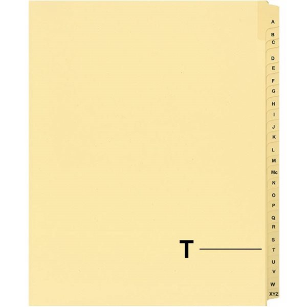 Quest Alphabetical Litigation Index Dividers M to XYZ T