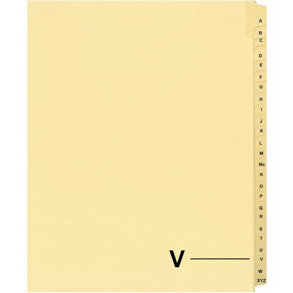 Quest Alphabetical Litigation Index Dividers M to XYZ V