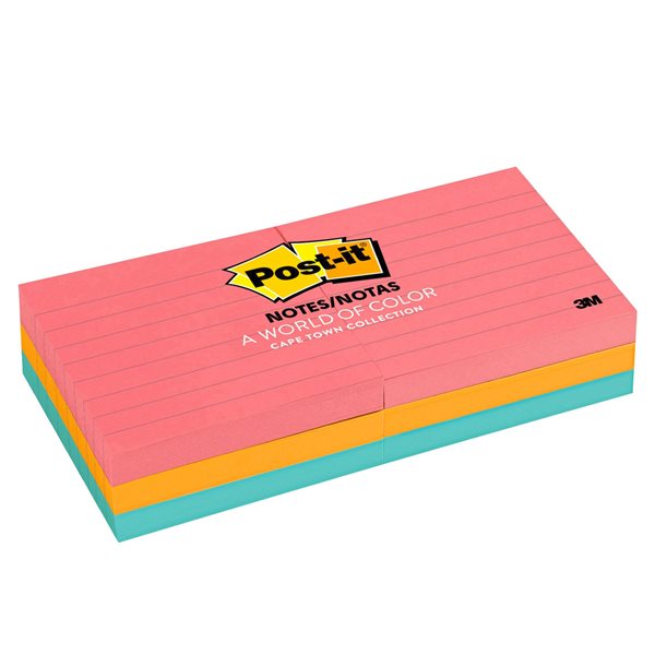 Post-it® Notes – Poptimistic Collection 3 x 3 in., lined 100-sheet pad (pkg 6)