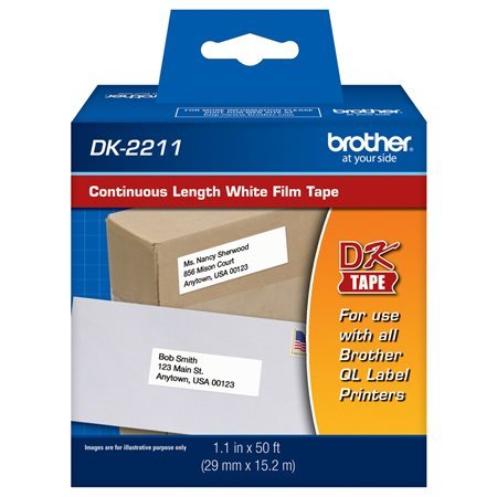 Labels for QL Printers Black/white ribbon tape 1-1/7" x 50'