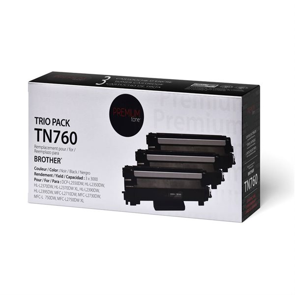 Cartouche de toner compatible TN-760 - Paquet triple
