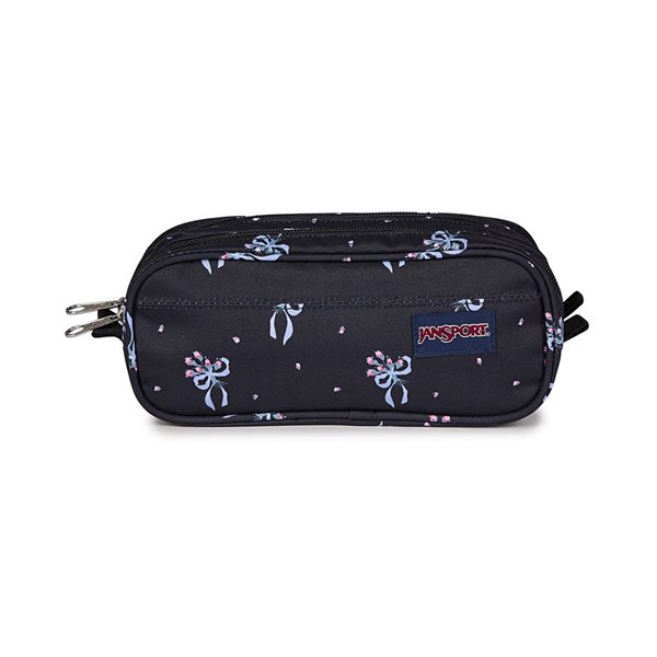 Dual Zippered Pencil Case - Petals - Black