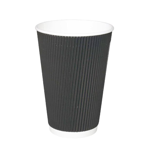 Table Accents Triple Wall Insulated Coffee Cups - 12 oz - Noir