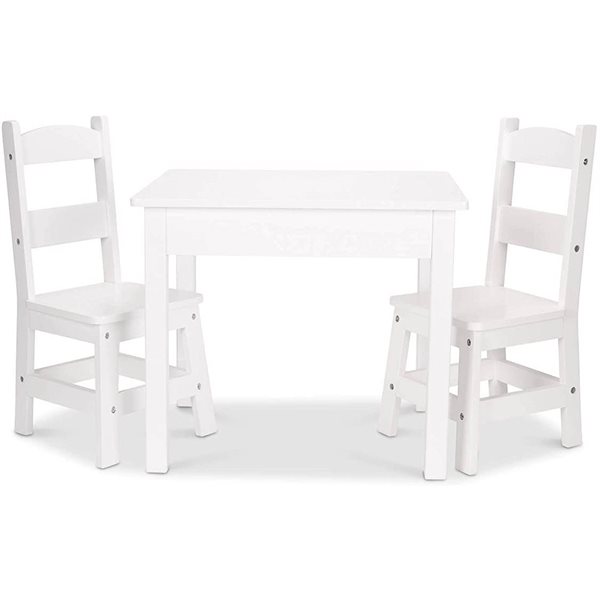 Wooden Table and 2 chairs for children White