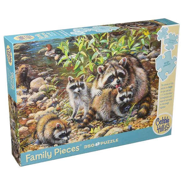 350 Pieces – Raccoon Family - Family Piece™ Jigsaw Puzzle
