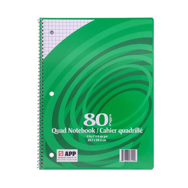 84-page Spiral Quad Notebook - 5 mm Quad