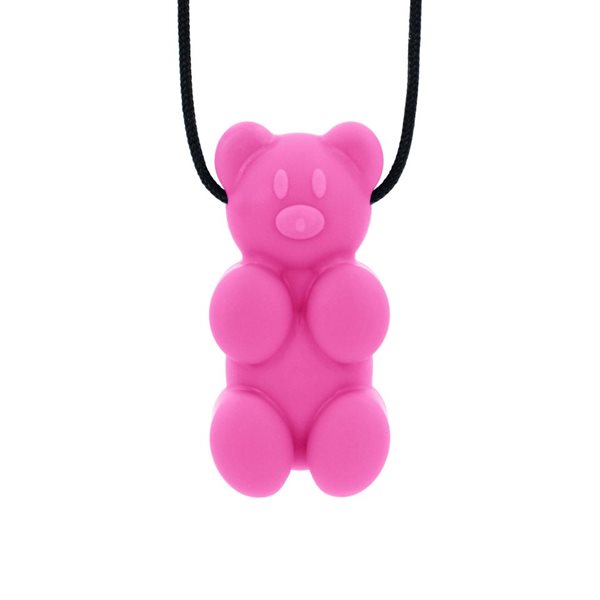 Collier à mâchouiller ourson moyen - Rose