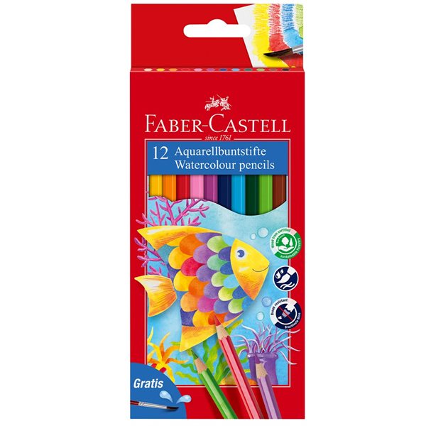 Crayons de couleur aquarellables - Boîte de 12