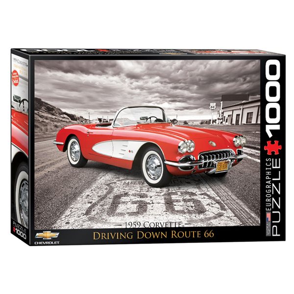 1000 Pieces – 1959 Corvette Driving Down Route 66 Jigsaw Puzzle