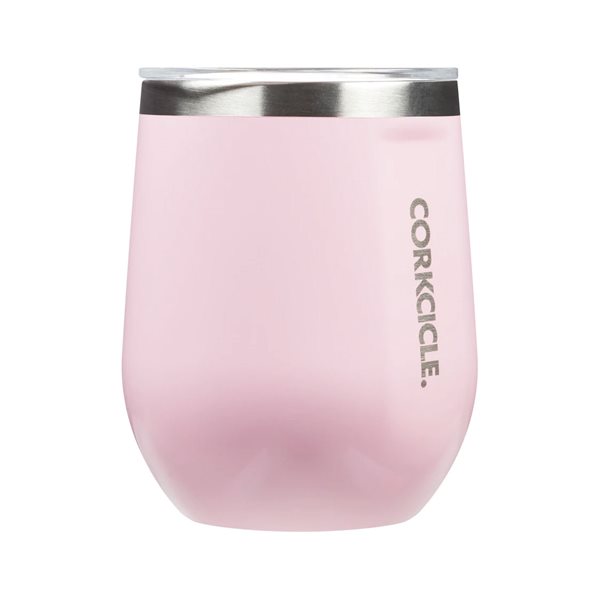 12 oz Insulated Stemless Tumbler with Cover - Gloss Rose Quartz