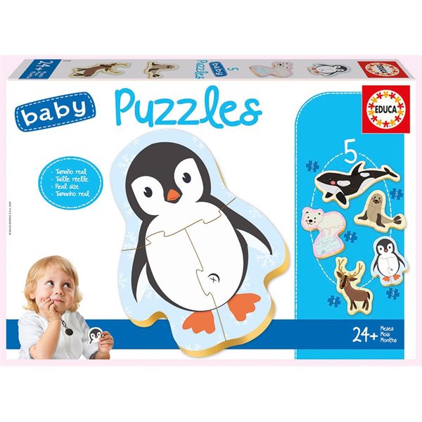 5 x 3 to 5 Pieces - Polar Animals Progressive Baby Puzzles