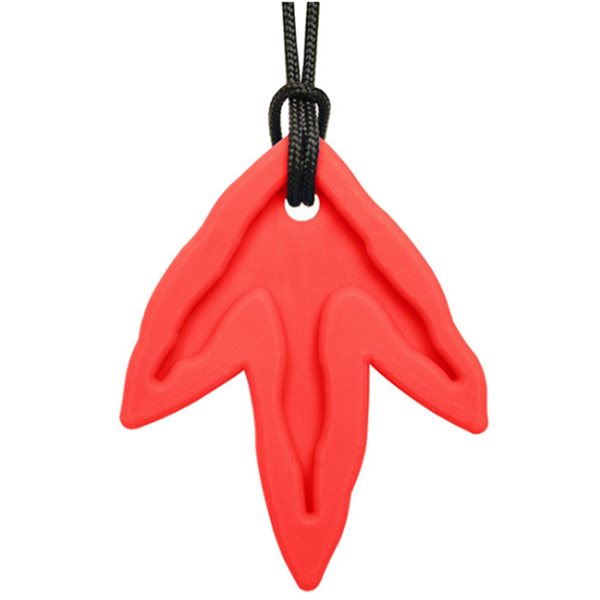 Collier à mâchouiller Empreinte de Dino Souple - Rouge