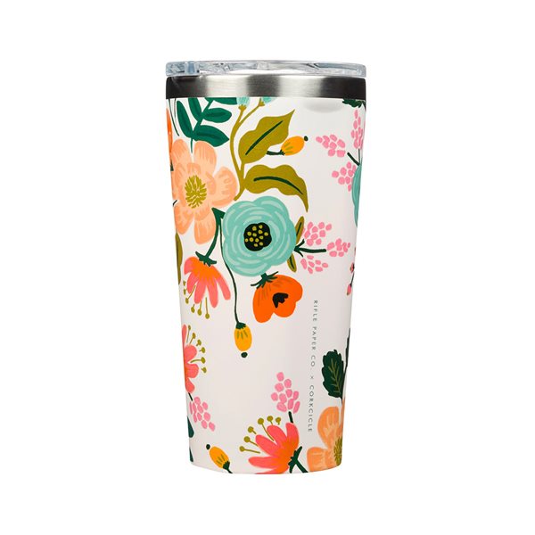 Rifle Paper Co. 16 oz Insulated Tumbler with Lid - Cream Lively Floral