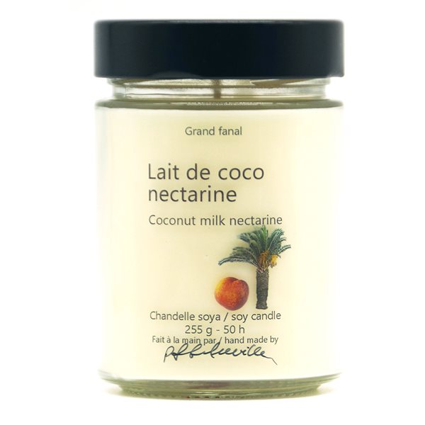 Chandelle de soya parfumée Lait de coco et nectarine