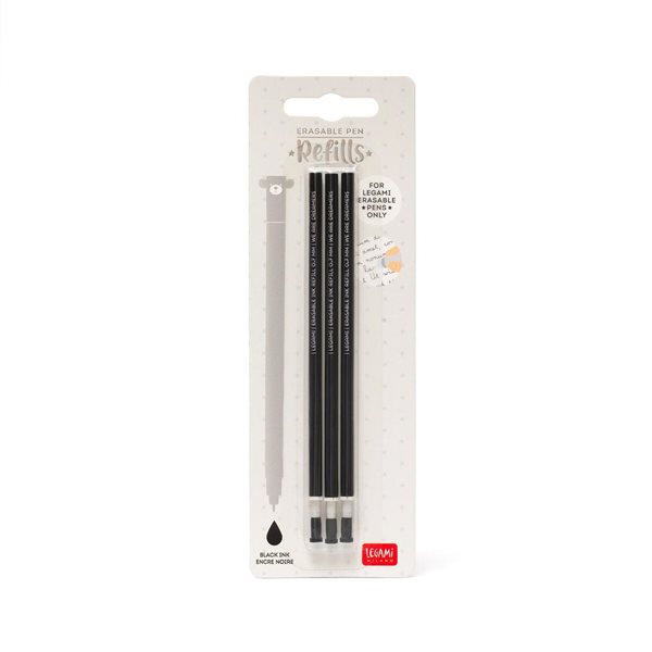 Recharges pour stylo à encre gel noire effaçable Legami - paquet de 3