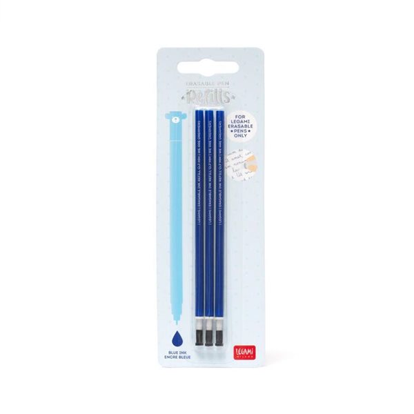 Legami Erasable Blue Gel Pen Refills - Pack of 3