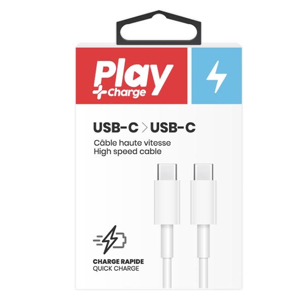 Câble de recharge USB-C / USB-C Play + Charge - 1 m