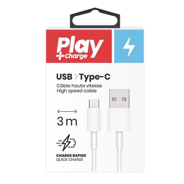 Câble de recharge USB / USB-C + Charge - 3 m