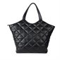 The Gia Vegan Leather Quilted Tote Bag - Black
