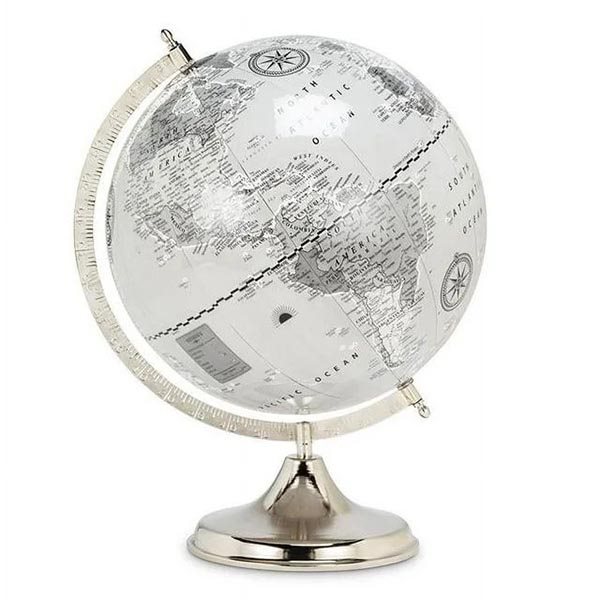 Globe terrestre sur pied - Gris et argent