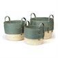 Round Maize Basket - Green and Natural - Medium