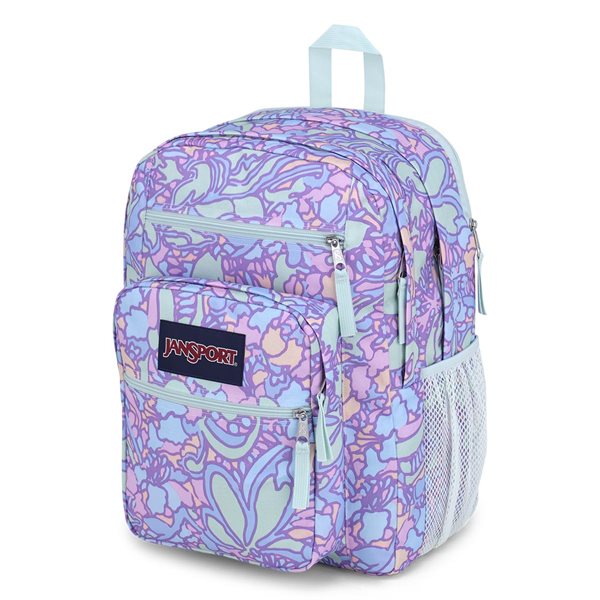 Big Student Backpack - Fluid Floral Pastel Lilac