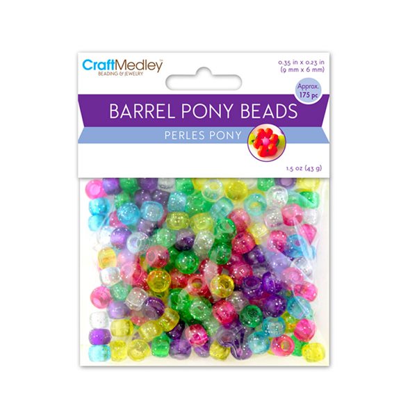 Barrel Pony Beads - Sparkle 