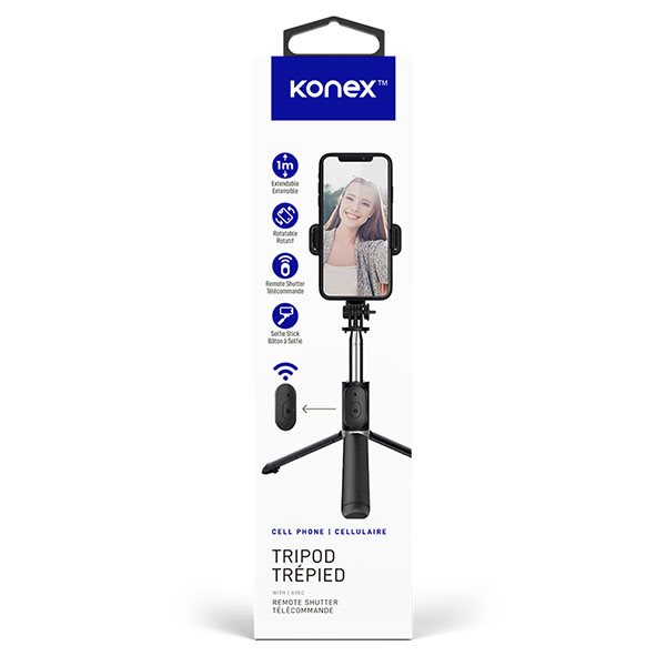 Trépied / Bâton à égoportrait pour téléphone avec télécommande sans fil