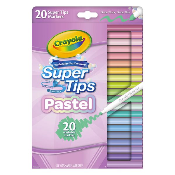 Marqueurs à colorier lavables Super pointes - Pastel - Paquet de 20