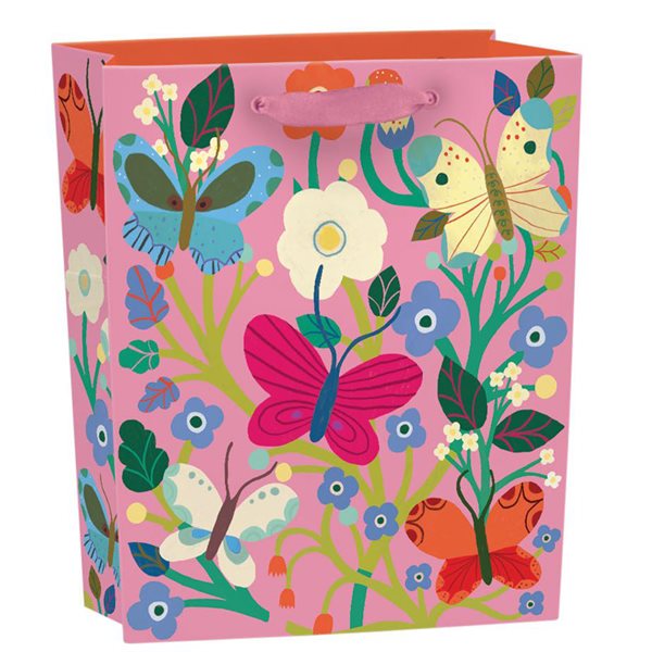 Petit sac cadeau – Champs de fleurs et papillons