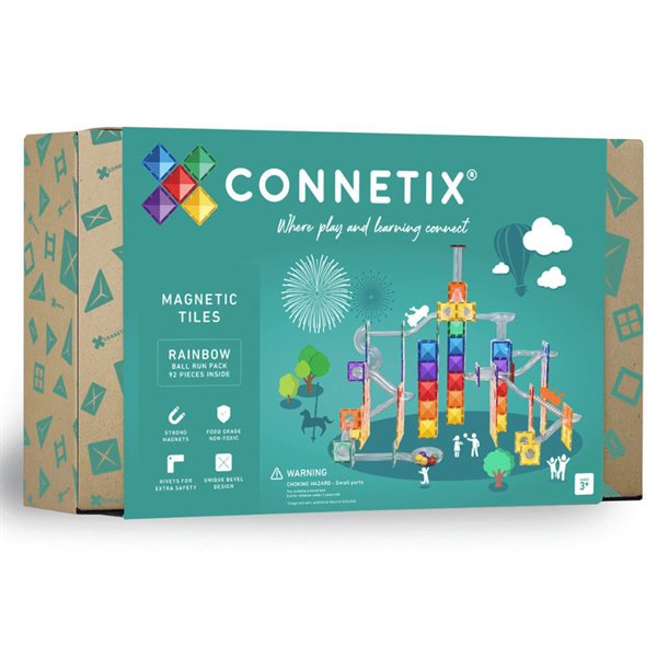 Connetix Ensemble de course de balles 92 pièces – Arc-en-ciel