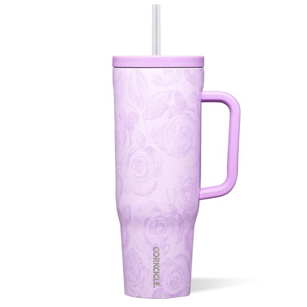 40 oz Cruiser Insulated Tumbler with Handle - Pink Forget Me Not