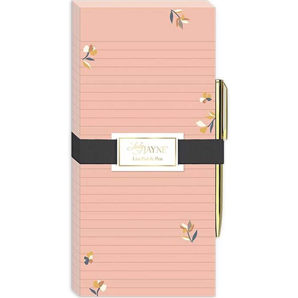 Lady Jayne® Magnetic List Pad with Pen - Blooms Ditsy Pink