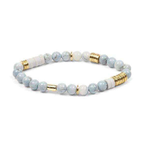 Bracelet empilable de pierres mixtes - Howlite bleue