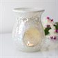 White Iridescent Crackle Oil Burner and Wax Warmer