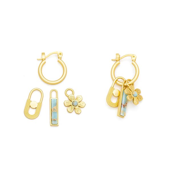 Boucles d'oreille avec breloques interchangeables - Aqua Terra