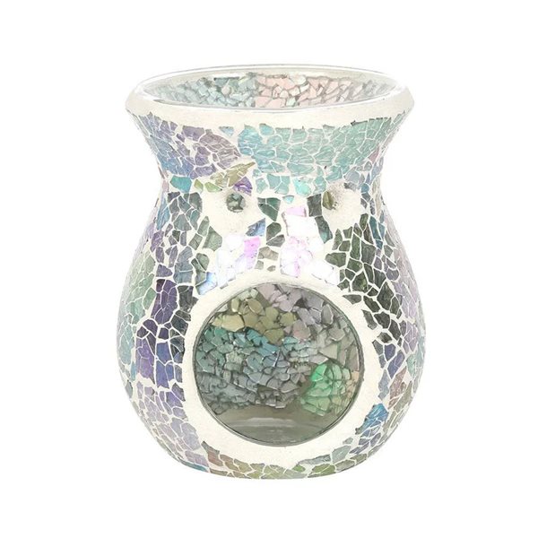 Blue Iridescent Crackle Oil Burner and Wax Warmer