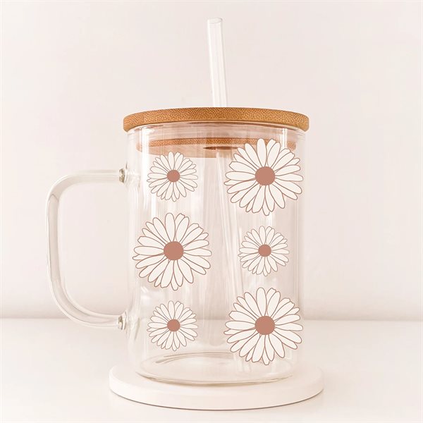 17 oz Boho Mug - Beige Flowers