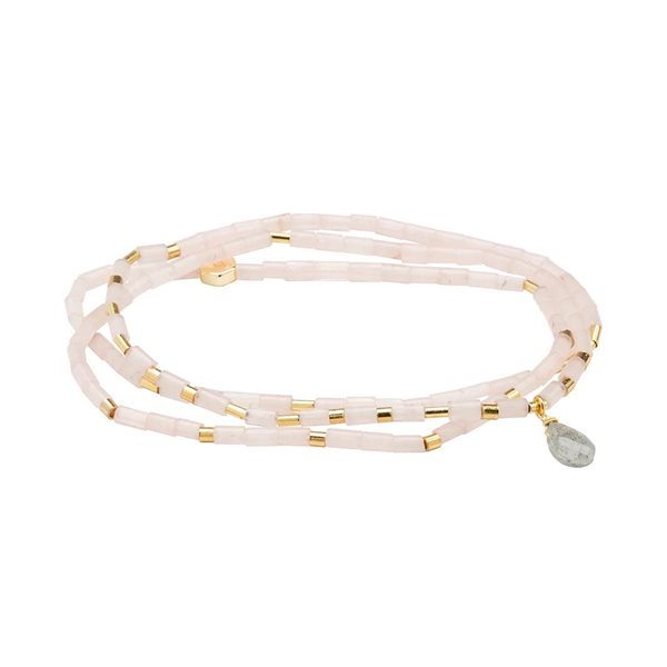 Collier/bracelet Pierre en larme Rose quartz - Pierre d'amour