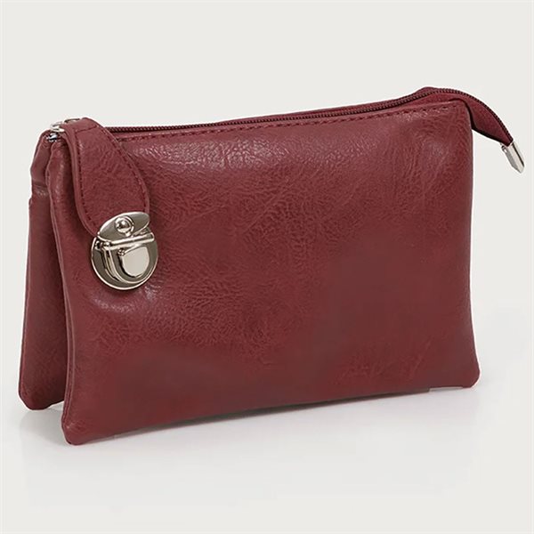 Soft Imitation Leather Handbag - Berry