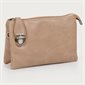 Soft Imitation Leather Handbag - Beige