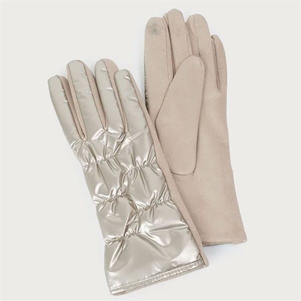 Gants en polar et tissu matelassés Bronze