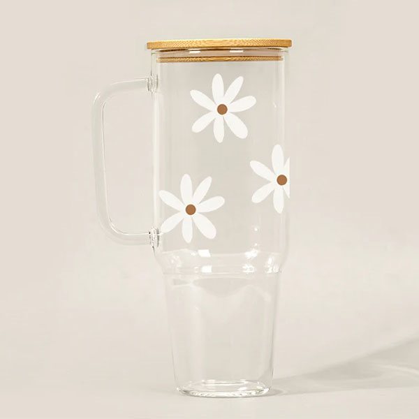 Tasse en verre pour breuvages froids 40 oz - Fleurs d'automne