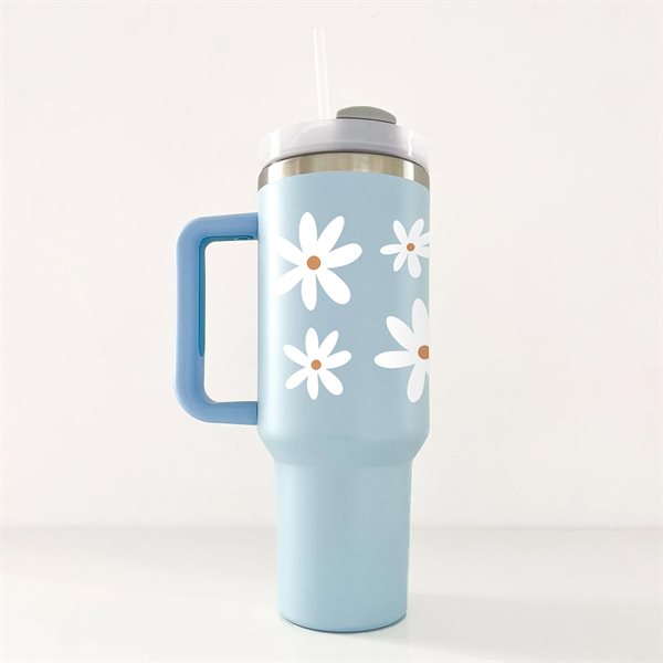 Cold Beverages Cup Insulated Cup (40 oz) - Blue Daisies