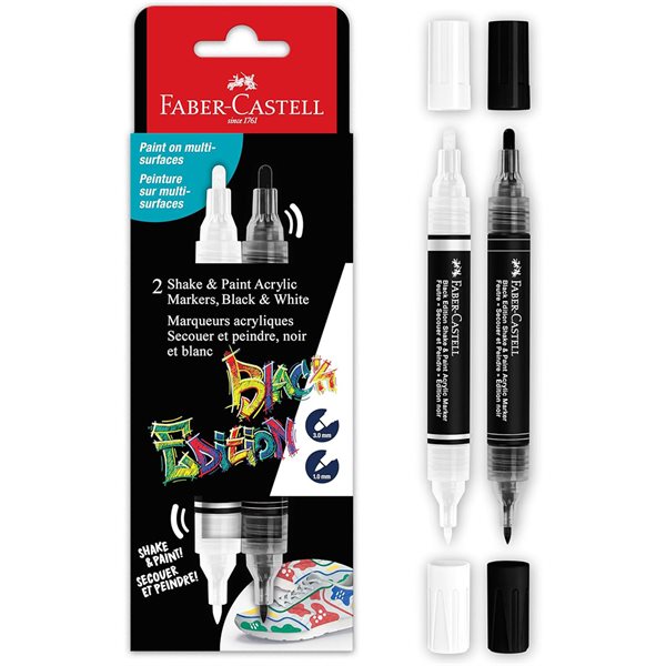 Set of 2 black/white acrylic paint markers